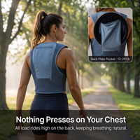Gilet de musculation lesté pour femmes, porte-plaques pour 10 à 20 lb, fermeture éclair frontale, dos en maille 3D respirante, tailles XS à XL