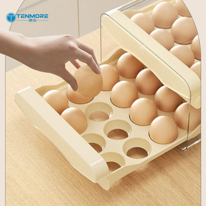 Organizador de <span class=keywords><strong>Huevos</strong></span> Apilable de <span class=keywords><strong>Doble</strong></span> Capa para Refrigerador, Contenedor de Almacenamiento de <span class=keywords><strong>Huevos</strong></span> de Plástico Transparente para Refrigerador y Encimera - Product Image 3
