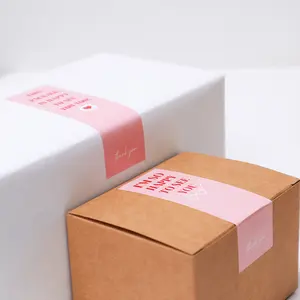 Benutzer definierte süße rosa danke Aufkleber Box Siegel Etikett Verpackung Versiegelung Dekoration Aufkleber Paket