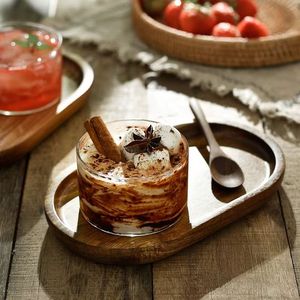 Japanese Style Wooden <b>Tray</b> Minimalist Tableware Set For Tea Dessert Breakfast Single Use Solid Color Gift - Product Image 1