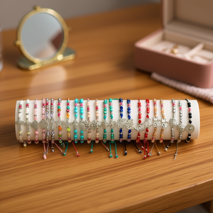 Bracciale con perline in acciaio inossidabile, set di 24 gioielli fatti a mano per donna, idea regalo - Product Image 3