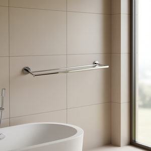 Porte-serviettes mural 23,6 pouces en acier inoxydable finition chromée, design contemporain, barre simple chauffante pour salle de bain - Product Image 2