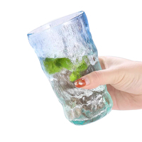Grand verre à bière droit en verre dégradé Glacier, résistant à la chaleur, réutilisable, pour café, boissons froides, bar à domicile, vente en gros de verrerie