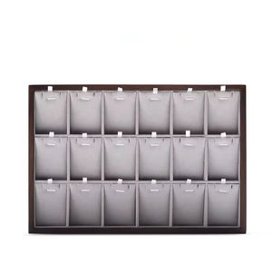 Wooden Jewelry Display Tray Velvet Earrings Rings Storage Showcase <b>Watch</b> Bracelet Jewelry <b>Sets</b> Plate - Product Image 4