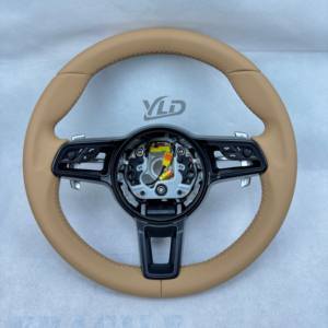 Volante Plano de Cuero Real YLD a <span class=keywords><strong>Precio</strong></span> de Fábrica para <span class=keywords><strong>Porsche</strong></span> <span class=keywords><strong>Macan</strong></span> Panamera Cayenne 911 718 991, Volante Personalizado - Product Image 3
