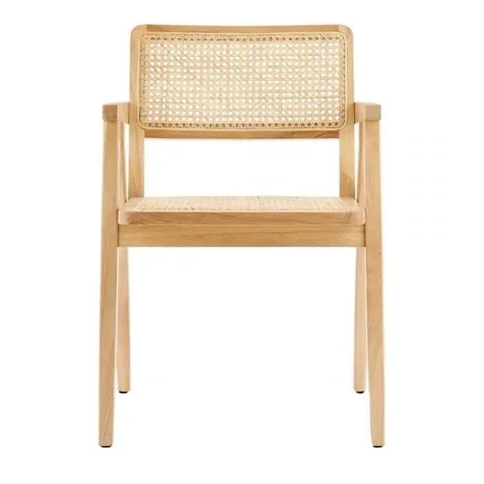 Nordic Creative Simple Retro Luxury Custom Solid Ash/Rubber Wood Rattan Seat Chair for Dining Room