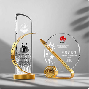 Crystal <b>Trophy</b> Metal Gold Silver Bronze Five Pointed Star Anniversary Quarterly Monthly Sales Medal Commemorative <b>Plaque</b> - Product Image 1