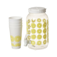 Carafe et rafraîchisseur de bière en plastique de 3,8 L avec 4 tasses et robinet pour boissons, jus et eau