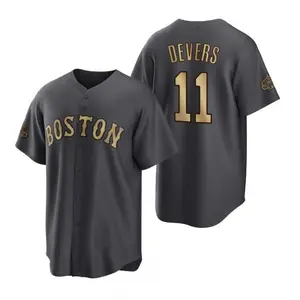 Boston red sox 11 rafael devers 2 xander bogaerts charcoal black 2022 all star game cool base jersey S-5XL