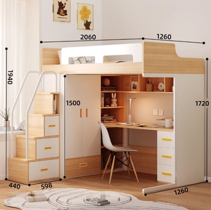 <span class=keywords><strong>Lit</strong></span> mezzanine pour enfants avec <span class=keywords><strong>bureau</strong></span> et escalier de rangement, <span class=keywords><strong>lit</strong></span> <span class=keywords><strong>superposé</strong></span> en bois blanc avec armoire et bibliothèque, style nordique pour garçons, filles et adolescents - Product Image 5