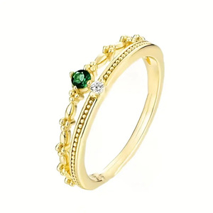 Anello a Doppio Strato con Zirconi in Stile Corte per Donne, Elegante Gioiello da Dito alla Moda - Product Image 1