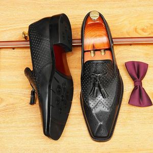 Chaussures Oxford décontractées pour hommes en cuir véritable faites à la main, de haute qualité, respirantes, pour mariage et soirée - Product Image 3