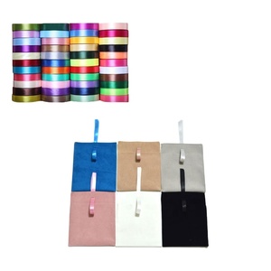 Custom Printed logo <b>Colorful</b> Faux Suede Velvet <b>Envelope</b> Flap Jewelry Storage Pouch W/ Ribbon Bow Tie - Product Image 5