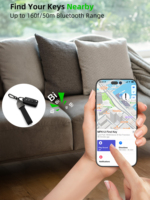 Porte-clés élégant avec fonction de localisation, sangle en cuir PU, Bluetooth, pour retrouver vos effets de voyage