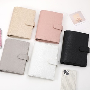 Best Seller A6 kertenkele yüzük bütçe bağlayıcı cüzdan düğme gündem planlayıcısı Ins <span class=keywords><strong>Etsy</strong></span> FB TK siyah beyaz gri pembe bej deri kılıf - Product Image 2