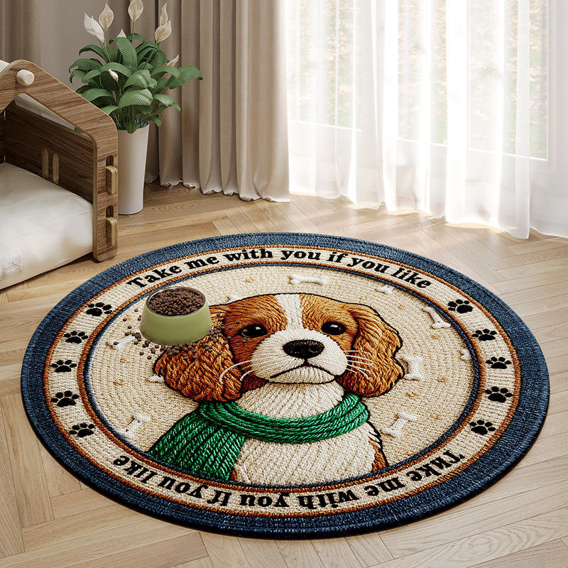 Alfombra para mascotas Sally de cáñamo con base de goma - Cachorro redondo marrón