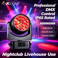 Projecteur de scène à tête mobile étanche DMX512 19x80W RGBW 4-en-1 avec zoom, 19 LED Bee Eye Wash, IP65 Ra90 2500-8000K