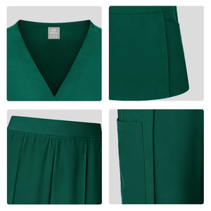 V-neck Unisex Scrub Set Moisture Wicking Split Uniform Hospital Wear Azure Dark Green Burgundy Royal Blue - Product Image 4