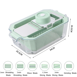 Cortador de cocina Manual multifuncional, picadores de alimentos, trituradora de acero inoxidable, rallador, mandolina, rebanador de verduras con contenedor - Product Image 2