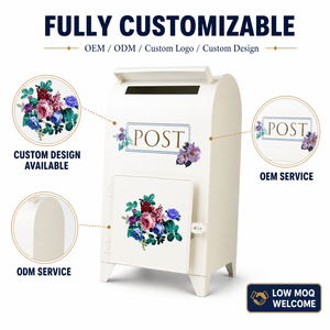 Boîte aux <span class=keywords><strong>lettres</strong></span> décorative autoportante en fer de style européen vintage avec motif floral pour usage extérieur, maison et jardin OEM&ODM - Product Image 1