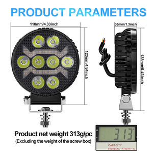 12V 4 pouces carré rond LED lumière de travail avec DRL feux de circulation diurne jaune signal lumineux pour camion moto hors route <span class=keywords><strong>4X4</strong></span> - Product Image 6