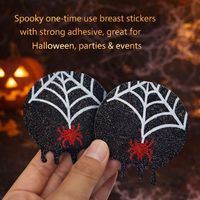 Pezoneras Desechables Grandes Acolchadas con Purpurina Negra, Pétalos de Seno Sexys para Chicas, Sin Costuras, Íntimas para Halloween, Venta al por Mayor