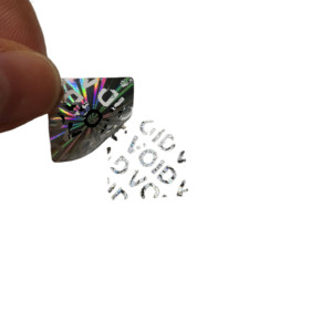 Etichette di sicurezza a prova di manomissione autentiche personalizzate senza garanzia se rimosso ologramma rotondo adesivo d'argento <span class=keywords><strong>con</strong></span> testo - Product Image 2