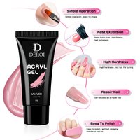 Deroi Gel Poly Dur pour Ongles Couleur Nude, Gel UV de Construction, Étiquette Privée, Gel Poly pour Ongles