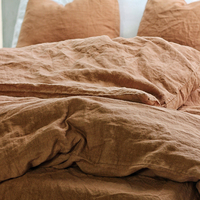 Vente en gros personnalisé Oeko-tex 100% lin tissu luxe délavé à la pierre ensembles de couette ensemble de literie avec taie d'oreiller lin français
