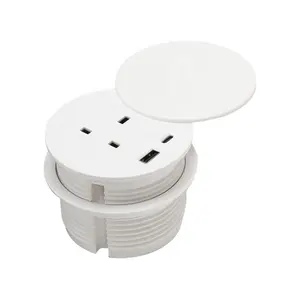 Neues Design weiß Rotary Power Tülle UK Kabel Schreibtisch Power Tülle mit USB Sofa Tisch Büro