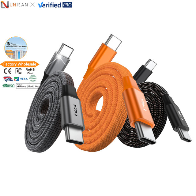 UNIEAN Factory Magnetic Flat Data Cables 48V 100W Type C Fast Charging USB C 2.0 480Mbps Flat Cable Usb-c Cable for iphone