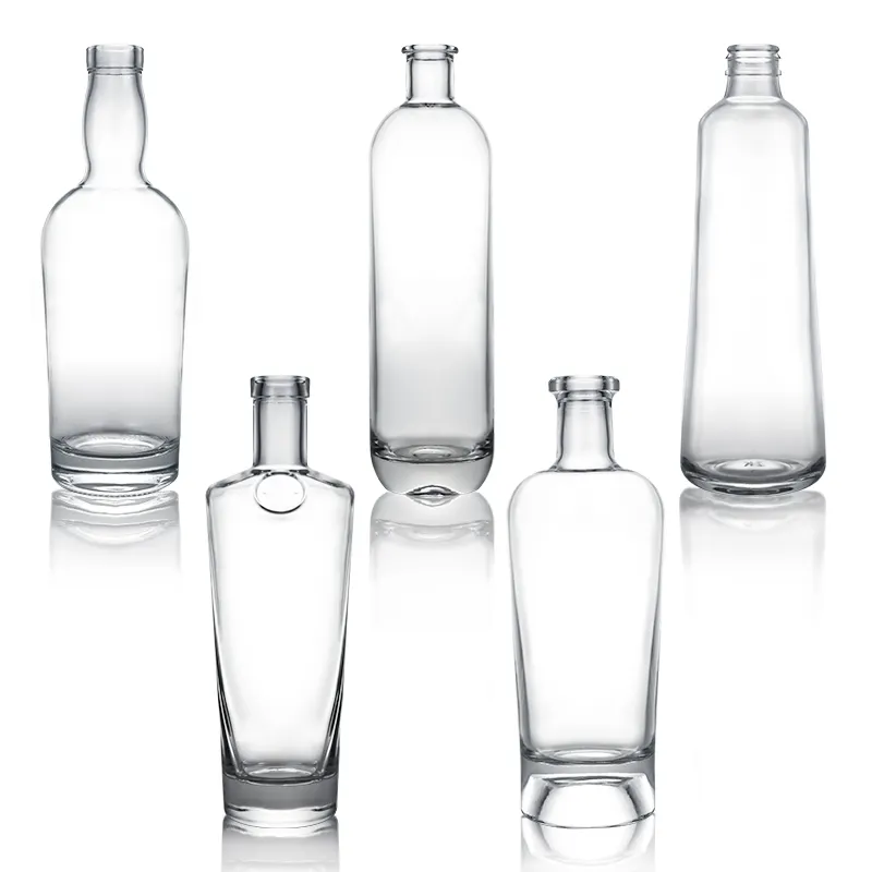 Fabriek Gemaakt 700Ml 750Ml Ronde Glazen Fles Bourbon Whisky Wodka Rum Gin Liquor Fles Met Kurk