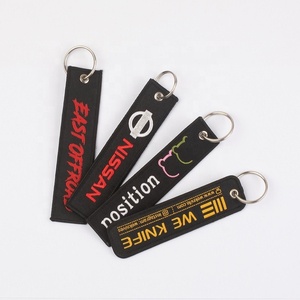 Tùy Chỉnh Quảng Cáo Logo Anime Loại Bỏ Trước Khi Một Chuyến Bay Phi Hành Đoàn Hai Mặt Dệt Vải Thêu Thêu Chìa Khóa Máy Bay Phản Lực Tag Keychain - Product Image 3