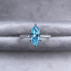 Anello <span class=keywords><strong>in</strong></span> Argento Sterling S925 Placcato Platino ad Alta Lucentezza con Diamante, Design Vintage a Corona, Occhio di Cavallo, Semplice, per Coppia, con Gemma - Product Image 3