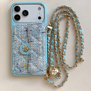 Chaîne à billes dorée parfumée pour coque de téléphone 13, bandoulière en cuir pour <span class=keywords><strong>iPhone</strong></span> 14, 17 Pro Max, pour femme, compatible 16 Pro, motif camélia - Product Image 4