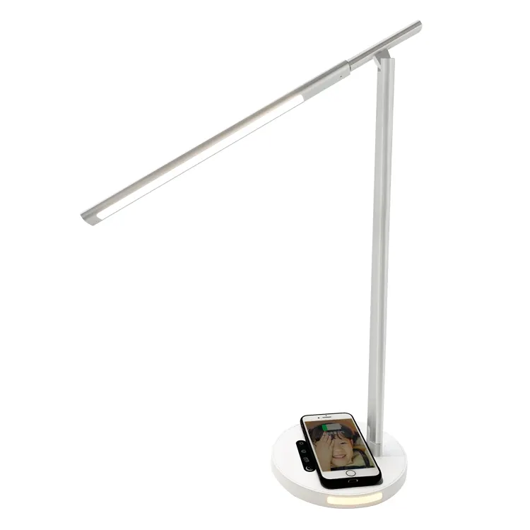 Hersteller Multifunktions-Metall LED tragbare Tisch lampe drahtlose Ladung Telefon Schreibtisch leuchte 28W schneller QI Ladegerät Nachttisch lampe