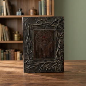 Genuine Leather Mini Celtic Witch Craft Gift Diary Notebook Pentagram Design Black Embossed Pencil Sketch <b>Book</b> Thermal Binding - Product Image 3