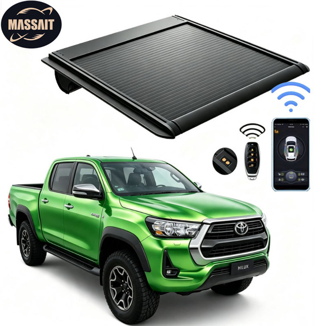 MASSAIT Electric Hard Roll-Up Aluminum Tonneau Cover for Toyota Hilux Revo LDV T60 Diesel Retractable Roller Shutter Lid