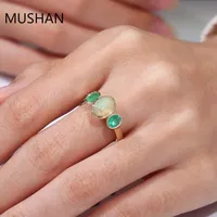 Bague de luxe MUSHAN personnalisée en or véritable 10K 14K 18K, bijoux de créateur avec pierres précieuses opale, pour mariage, cérémonie ou soirée, pour femme