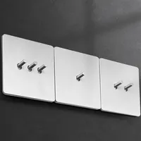Panel de Interruptor de Palanca Retro para Luz de Pared, de 1 a 4 Módulos y 2 Vías, Estándar Europeo, Acero Inoxidable Cepillado Gris Plateado, Toma de Corriente Antigua con Carga USB