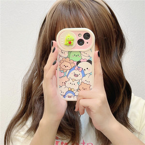 Custodia per telefono con finestra a spinta per cartoni animati con orso 3D carino colorato per Phone14promax <span class=keywords><strong>Apple</strong></span> 12 <span class=keywords><strong>11</strong></span> custodia morbida per cellulare - Product Image 2