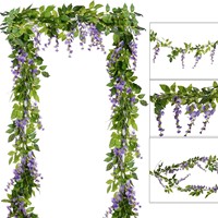 Guirlande de fleurs artificielles Lilisaura en glycine, en soie, pour couvrir les tuyaux, suspendre au plafond, enrouler sur les murs, décoration de la maison, décoration de mariage, 5 pièces