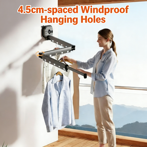 Étagère <span class=keywords><strong>à</strong></span> linge pliante murale robuste |   Ventouse/Sans perçage |   Séchoir <span class=keywords><strong>à</strong></span> linge rétractable en métal pour balcon domestique - Product Image 2