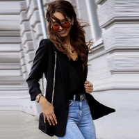 Blazer ouvert sur le devant à manches longues pour femme, veste de costume décontractée ajustée pour le travail et le bureau, idéale pour l'automne et l'hiver (tailles S-3XL)