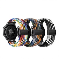 Convient aux bracelets Huawei GT3 avec fermoir à bouton-poussoir, fermeture magnétique, bracelets élastiques en nylon tissé - Universel pour les montres Samsung 7