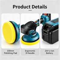 Polisseuse sans fil 20V 950W, ponceuse orbitale aléatoire électrique sans balais 5500 tr/min pour voiture, machine à cirer double action, batterie industrielle