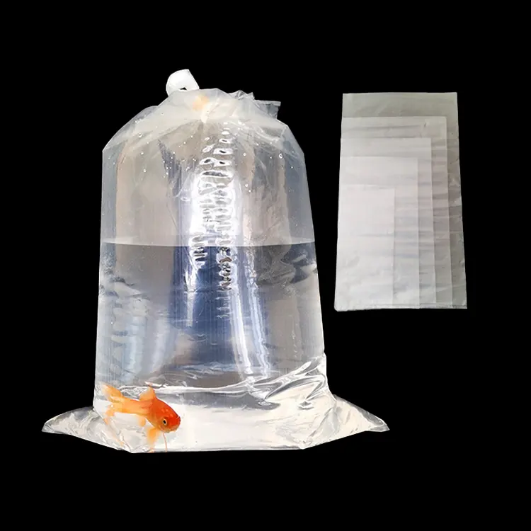 Logo personalizzato dimensioni trasporto pesce spedizione acquario imballaggio PE fondo quadrato plastica Live Fish Bag