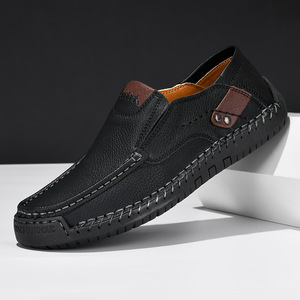 Mocassins pour hommes en cuir de vachette cousus main, style <span class=keywords><strong>vintage</strong></span> patchwork, chaussures décontractées pour la marche quotidienne et le travail, toutes saisons - Product Image 6