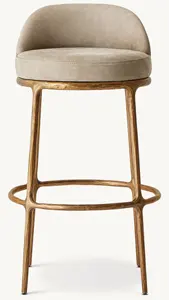 2024เก้าอี้บาร์โครงเหล็กน้ำหนักเบาสีทองแบบคลาสสิกเก้าอี้สูง - Product Image 2