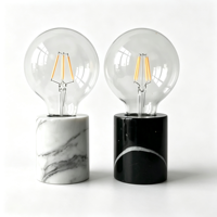 Lampe de table Globe en marbre, base noire et blanche, ampoule LED à filament moderne, lampe de bureau électrique simple pour chambre à coucher et table de chevet
